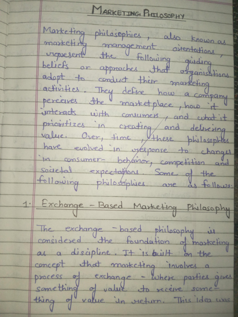 Marketing Philosophies Class Notes | PDF