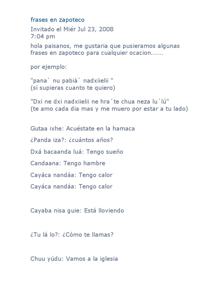 Frases En Zapoteco