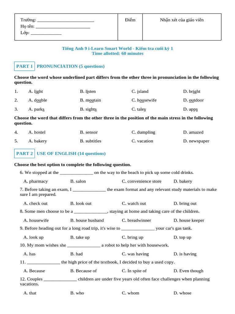 English 9 Final Exam Practice Test | PDF
