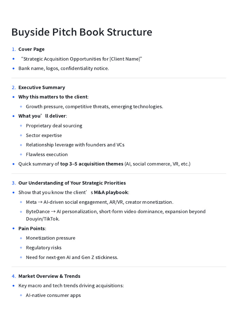 Strategic M&A Pitch Book Structure | PDF | Virtual Reality | Venture ...