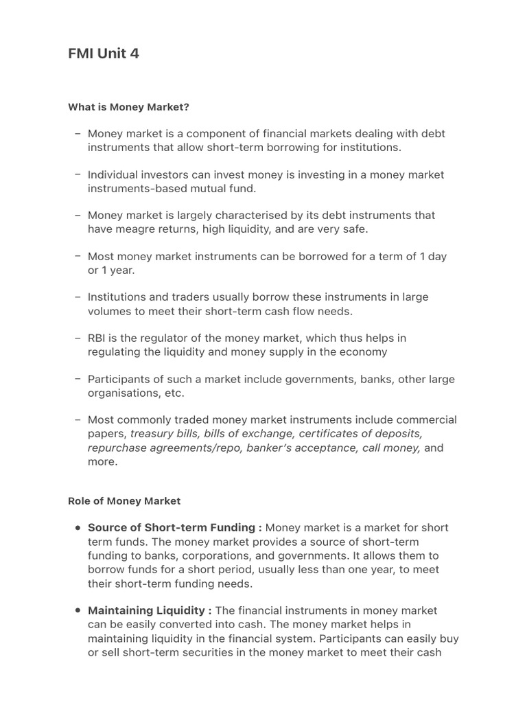 Understanding Money Market Basics | PDF | Repurchase Agreement | Money ...