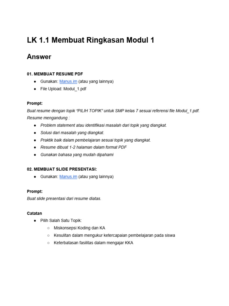 LK 1.1 - Membuat Resume Modul 1 | PDF