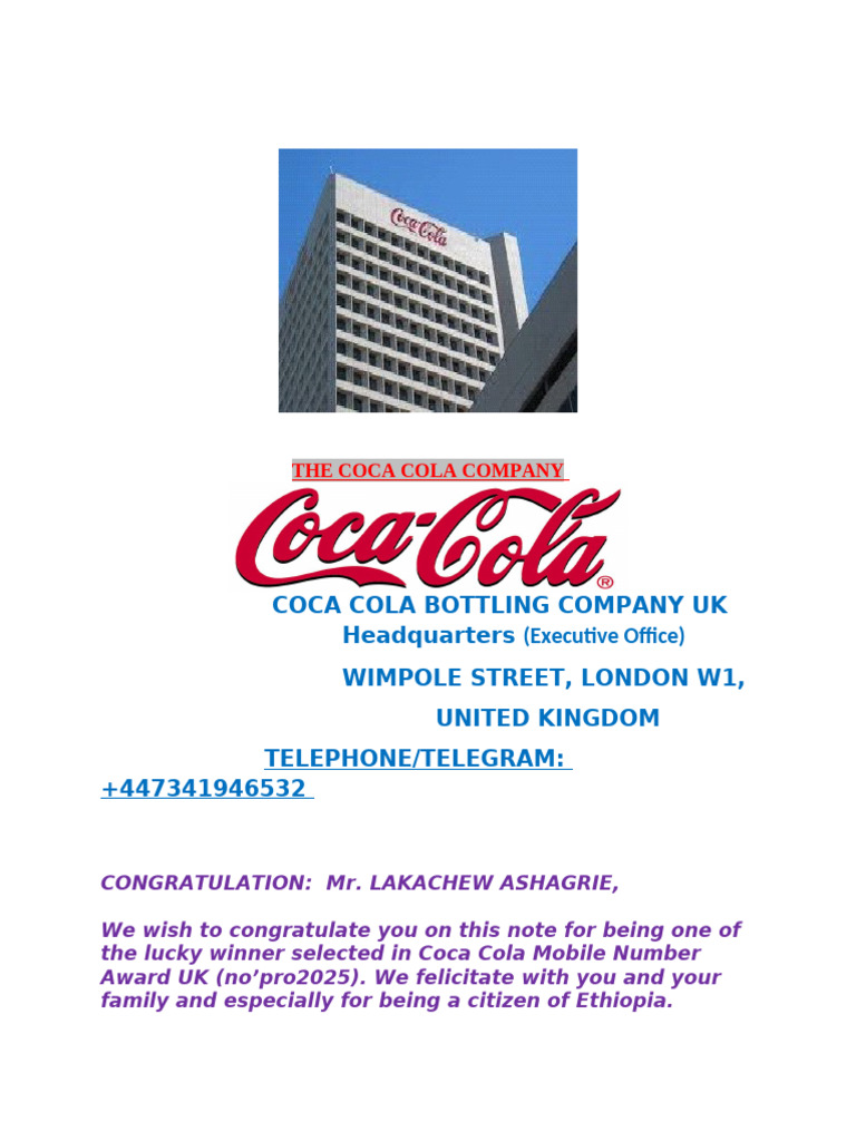 Dispatch Details From Coca Cola Company UK | PDF | Ethiopia | The Coca ...
