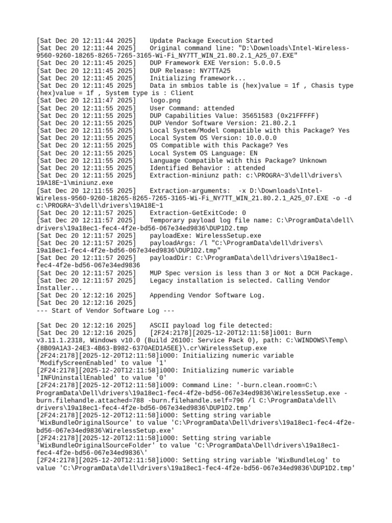 Intel Wireless Update Execution Log | PDF | Command Line Interface ...