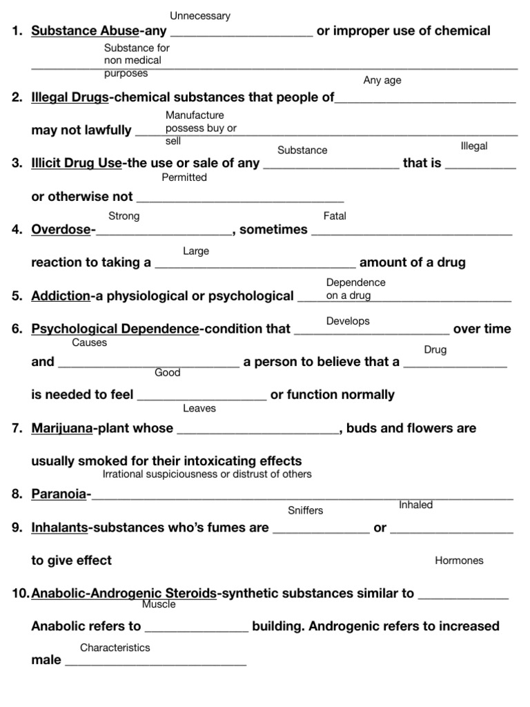STUDENT+Week+12+Chapter+22+Illegal+Drugs+Vocabulary+%281%29 | PDF ...