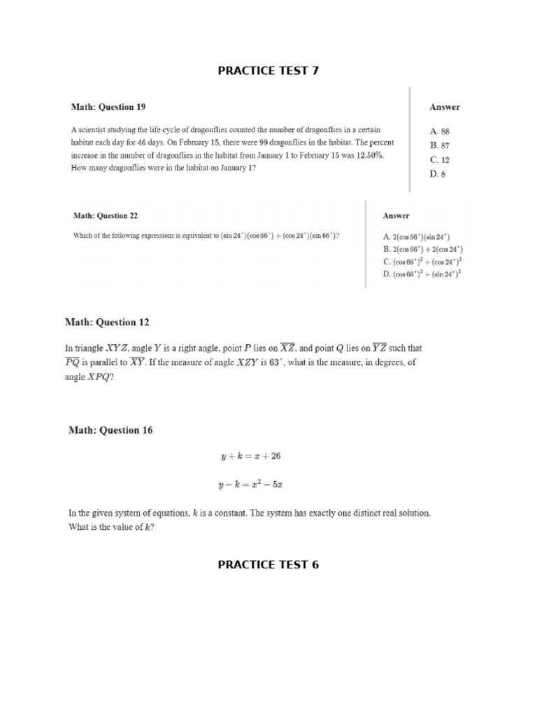 SAT Practice Test 4-7 Math Mistakes | PDF