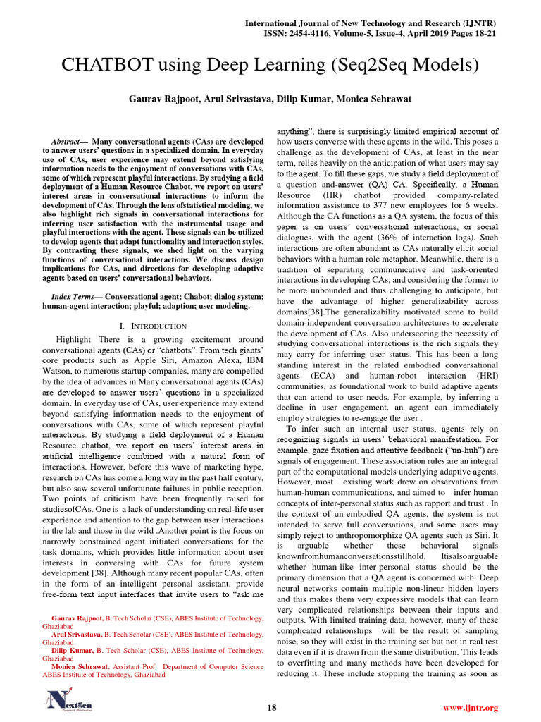 User Interaction Insights for Chatbots | PDF | Human–Computer ...