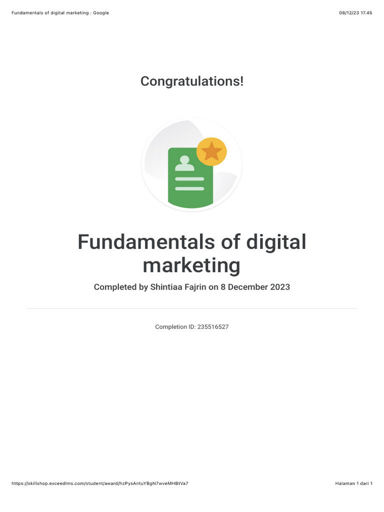 Fundamentals of Digital Marketing: Google | PDF