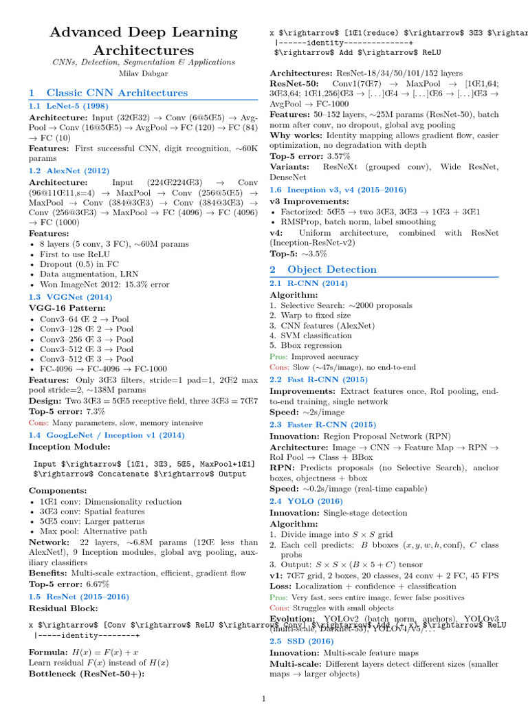 Advanced Deep Learning Architectures Overview | PDF | Machine Learning ...