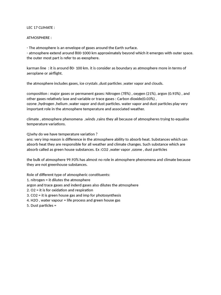 Lec 17 Climate | PDF