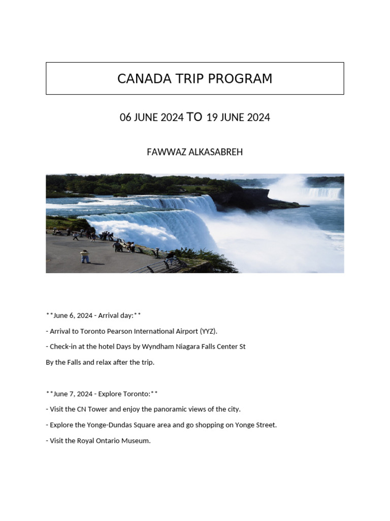 Canada Trip Program | PDF