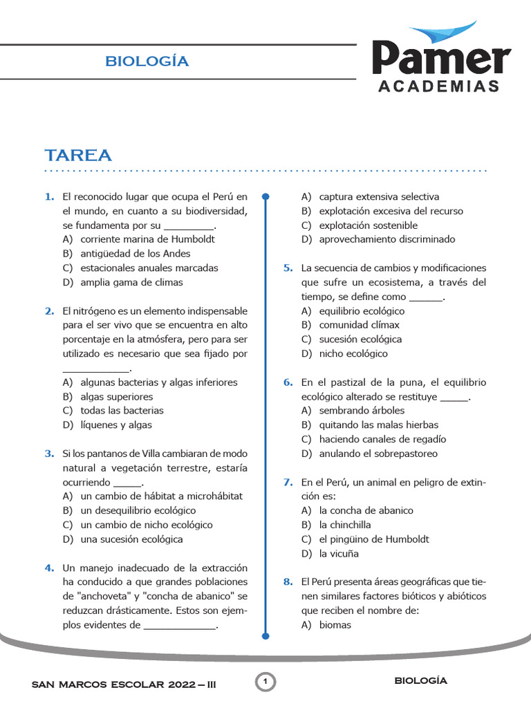 BIO N2 Tarea | PDF | Ecología | Ecosistema