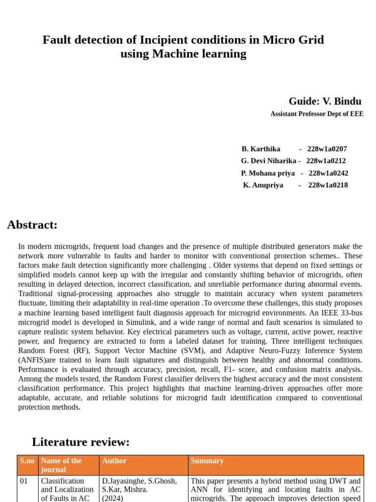 Machine Learning for Microgrid Fault Detection | PDF | Support Vector ...