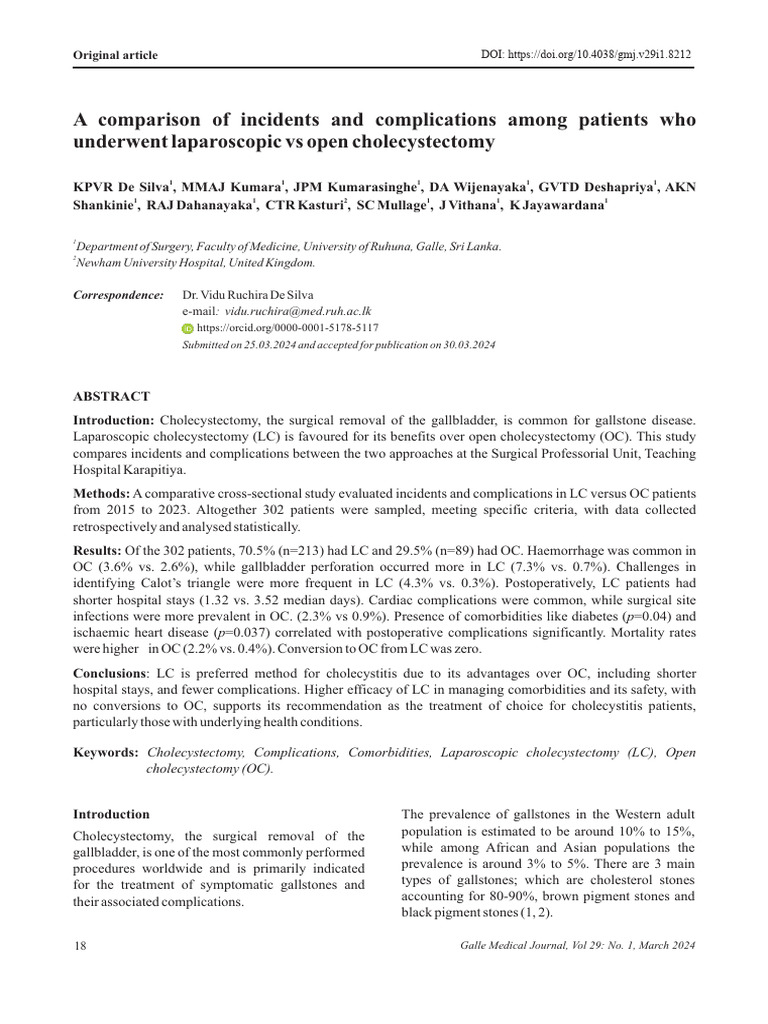 Laparoscopic vs Open Cholecystectomy Outcomes | PDF | Gallbladder ...