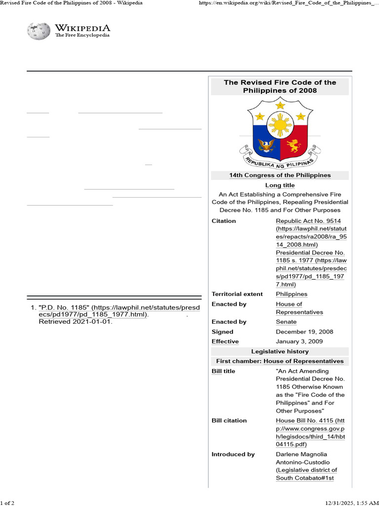 Revised Fire Code of the Philippines 2008 | PDF | Philippines | Government