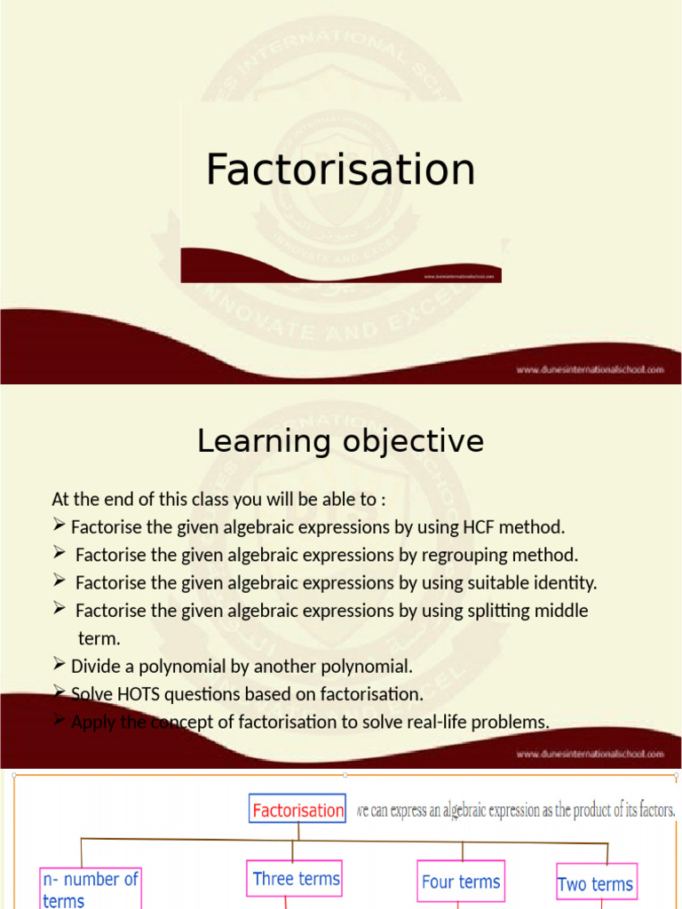 Mastering Algebraic Factorisation Techniques | PDF | Factorization ...