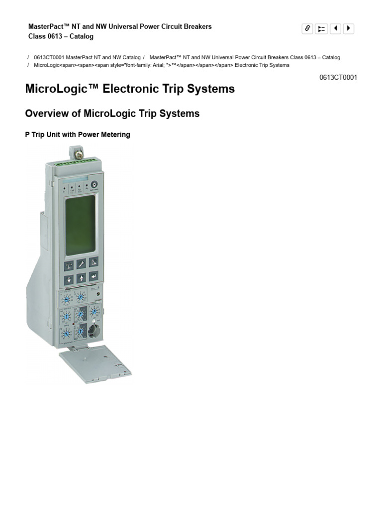 MicroLogic™ Electronic Trip Systems | PDF | Power Supply | Electronics