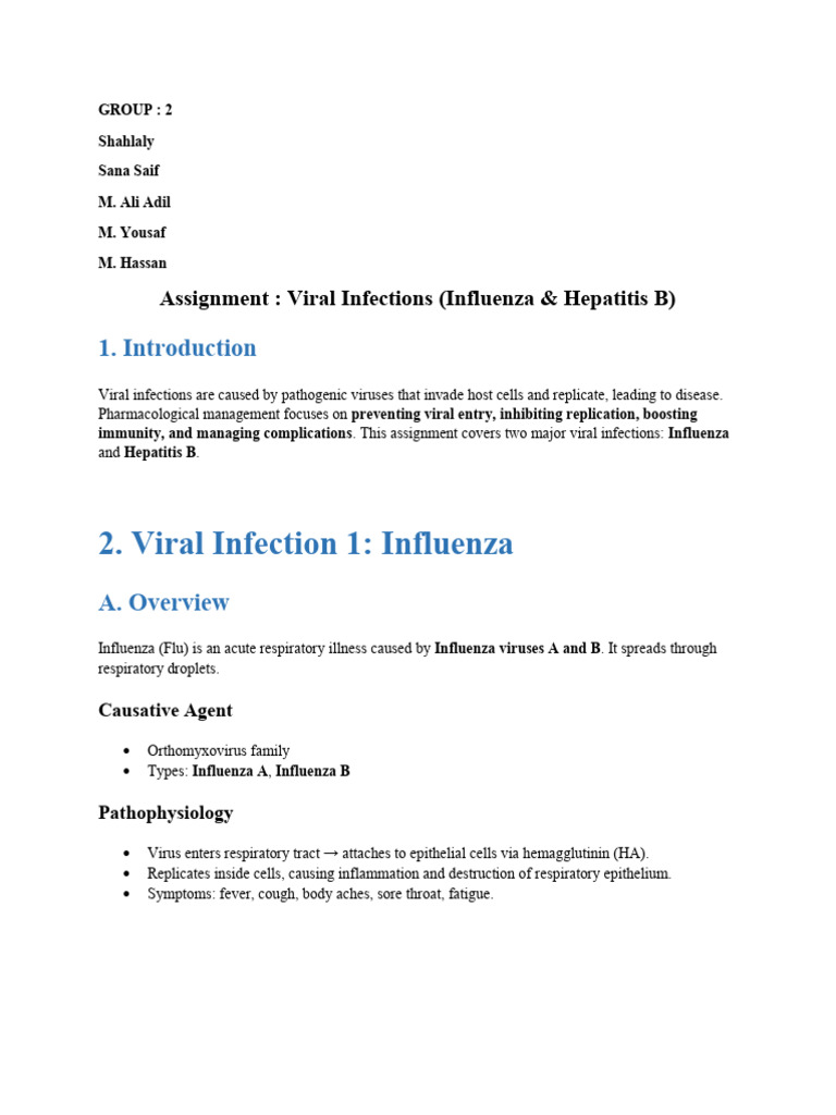 Viral Infections | PDF | Influenza | Hepatitis B
