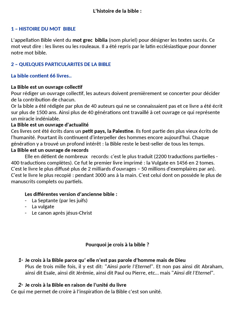 Histoire et croyances sur la Bible | PDF | Bible