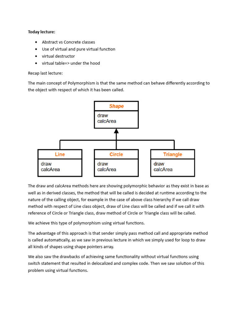 Polymorphism in C++: Abstract Classes & Virtual Functions | PDF ...