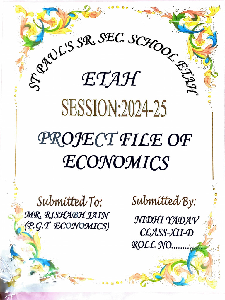 Class XII Economics Project File | PDF
