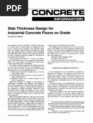 100 Slab Thickness Design For Industrial Concrete Floors On Grade Pdf