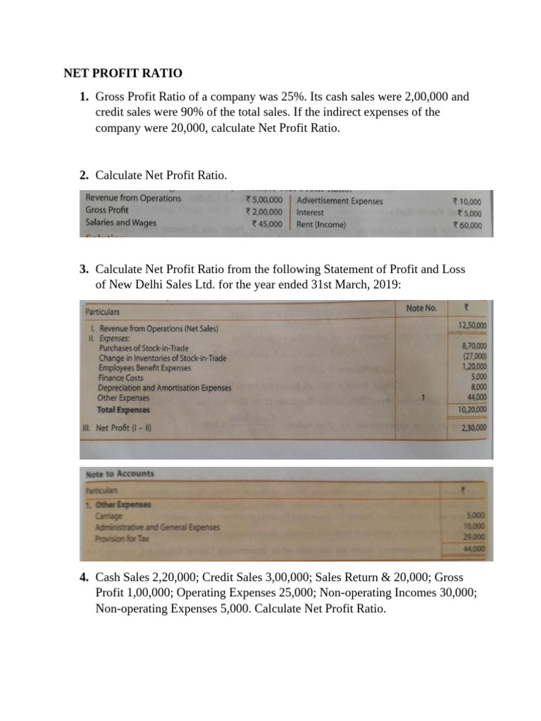 Net Profit Ratio Calculation Guide | PDF