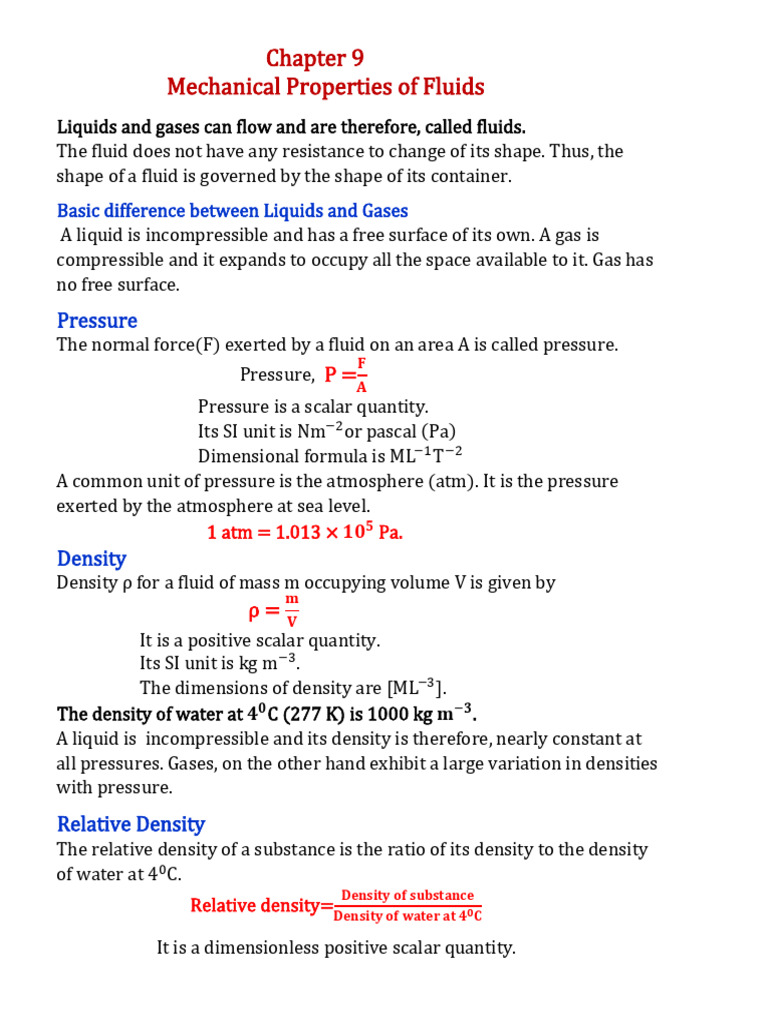 Mechanical Properties of Fluid | PDF | Pressure | Fluid Dynamics