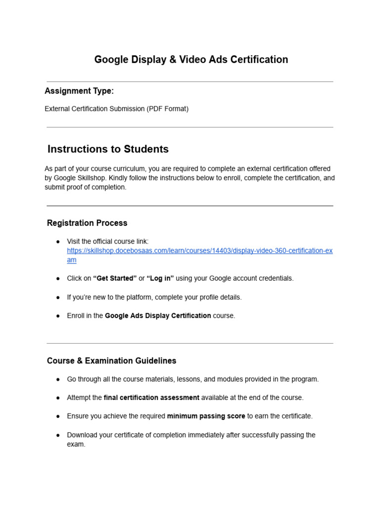 Google Display Ads Certification Guide | PDF