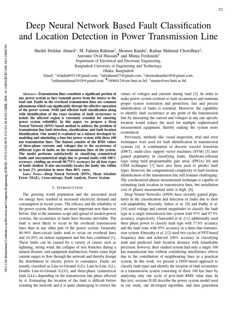 DNN Fault Detection in Power Lines | PDF | Electric Power Transmission ...