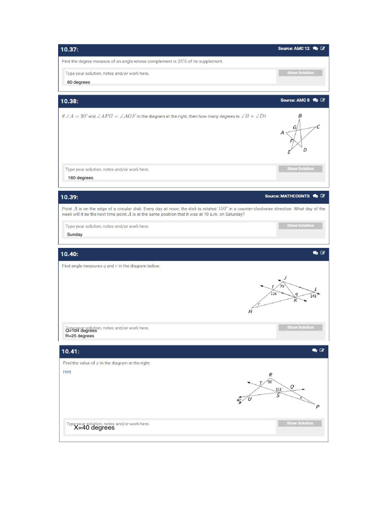 Geometry Angle and Area Calculations | PDF