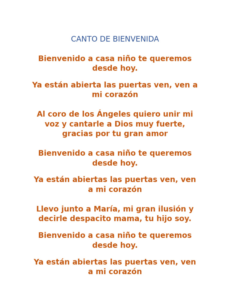 Canto de Bienvenida | PDF, image size:768x1024