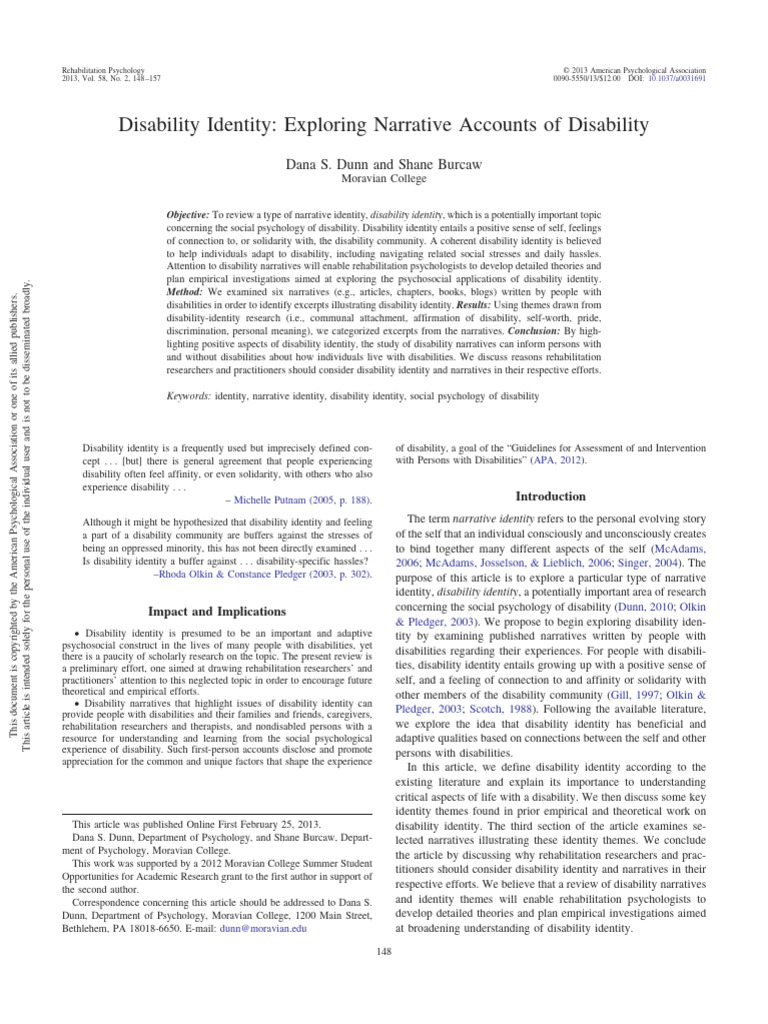 Understanding Disability Identity Narratives | PDF | Identity (Social ...