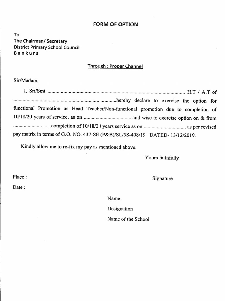 1018 20 Option Form | PDF
