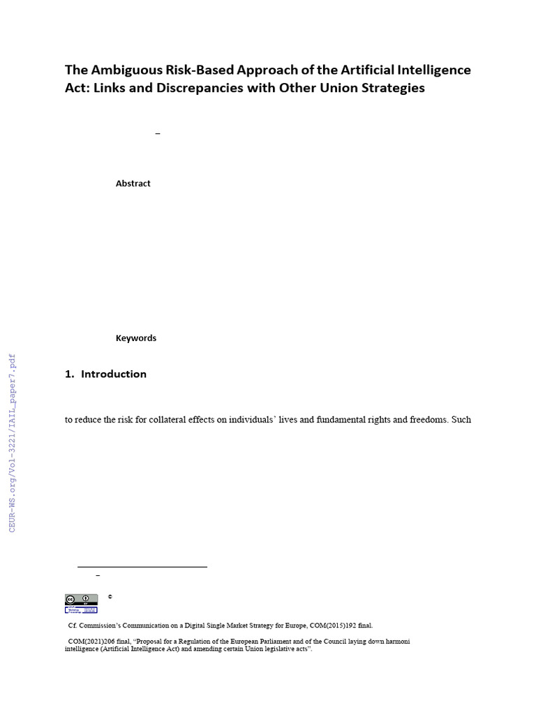 AI Act's Risk-Based Regulation Analysis | PDF | Risk | Artificial ...
