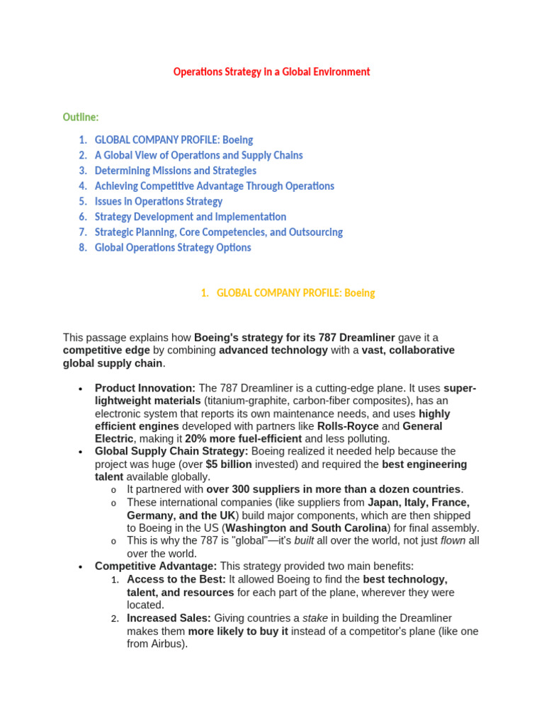 Operations Strategy in a Global Environment | PDF | Outsourcing ...