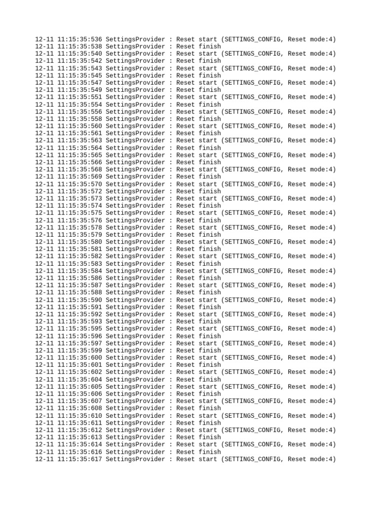 SettingsProvider Reset Log Summary | PDF