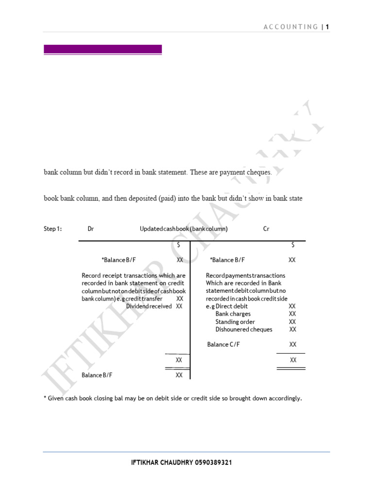 Bank Reconciliation Statement Notes | PDF | Debits And Credits | Banks
