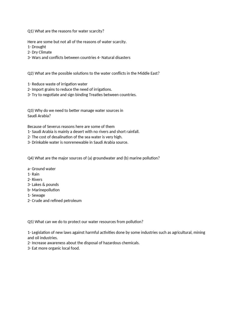 Causes and Solutions for Water Scarcity | PDF