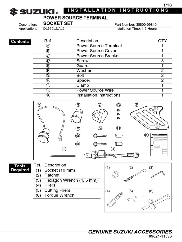 Suzuki Power Source Terminal Installation | PDF | Screw | Manufactured ...