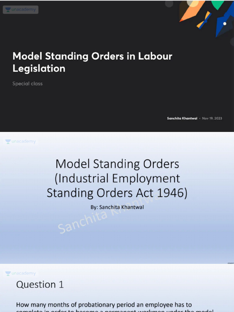 Model Standing Orders in Labour Legislation No Anno | PDF