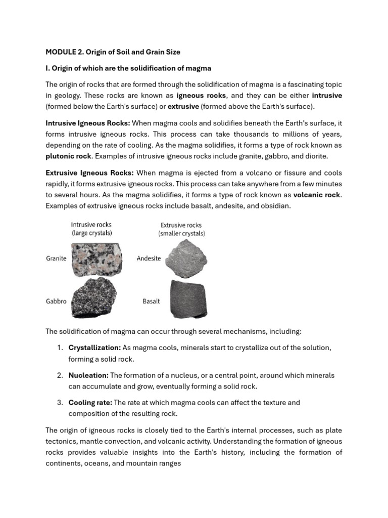 Soil Formation and Particle Size Analysis | PDF | Igneous Rock | Rock ...