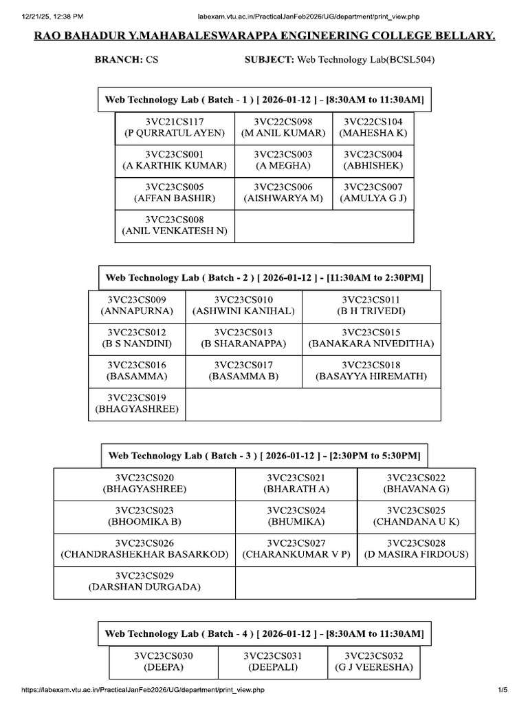 Web Technology Lab (BCSL504) | PDF