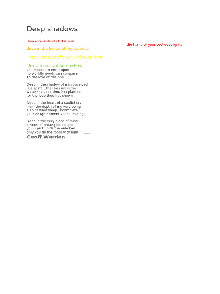 Deep Shadows | PDF