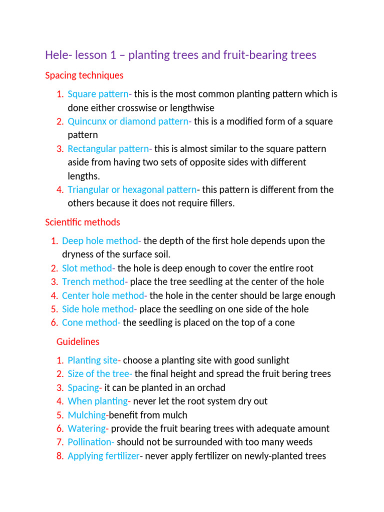 Tree Planting Techniques and Guidelines | PDF
