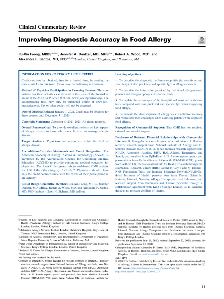 Enhancing Food Allergy Diagnosis Accuracy | PDF | Allergy | Food Allergy