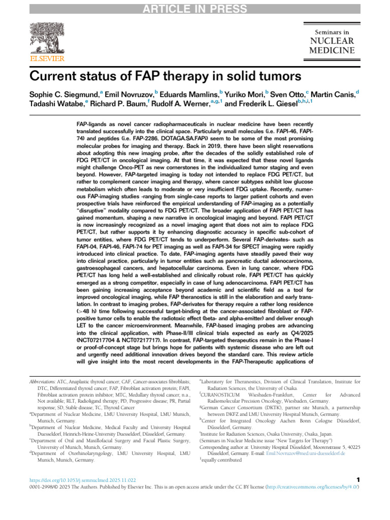 FAP Therapy Advances in Solid Tumors | PDF | Positron Emission ...