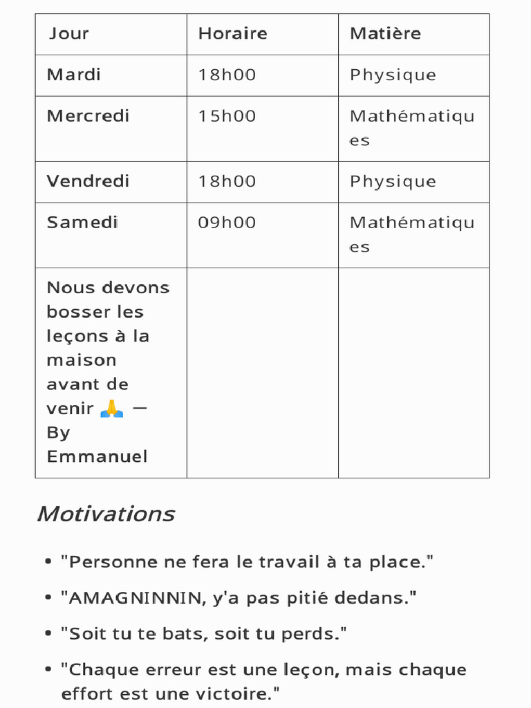 Emploi Du Temps Du Groupe de Travail | PDF
