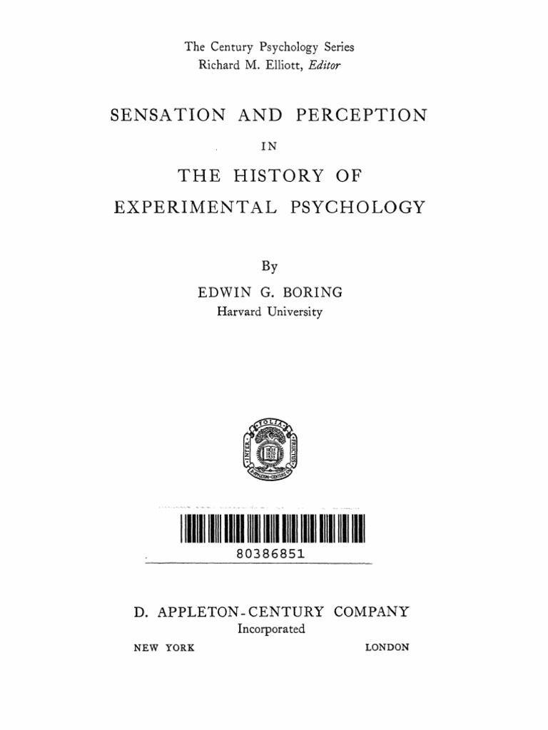 Sensation and Perception in the History of Experimental Psychology ...