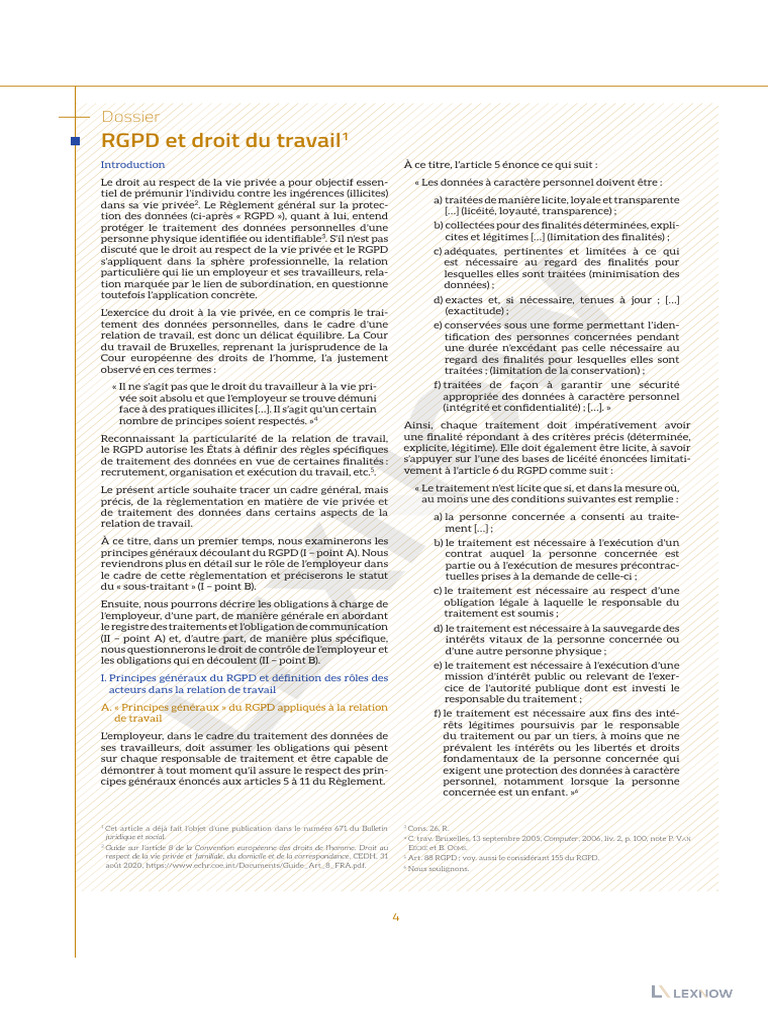 RGPD et vie privée au travail : enjeux clés | PDF | Biométrie ...